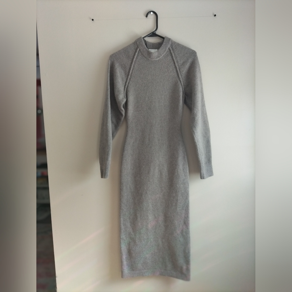 H&M Taupe Melange Cozy Knit Bodycon Longline Sweater Dress XS. - Picture 5 of 10